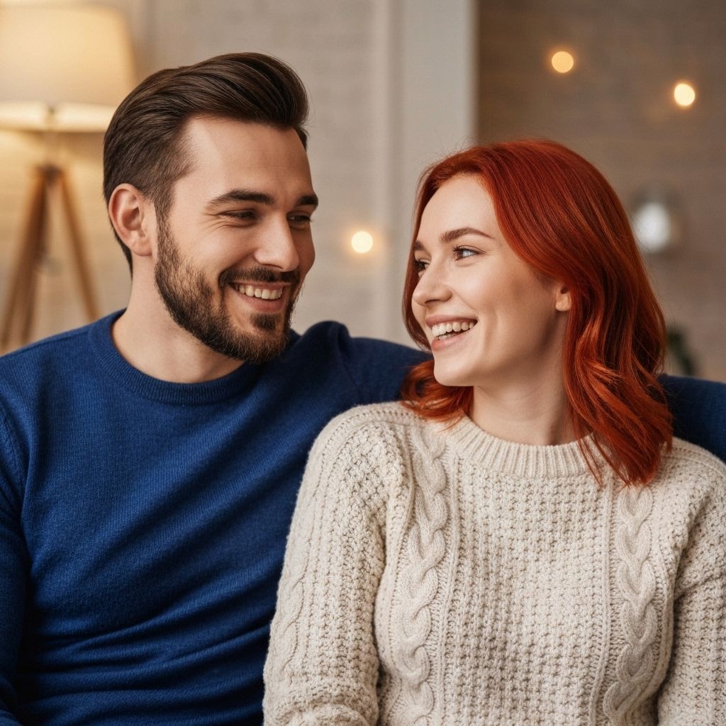 Couple on phones with hearts