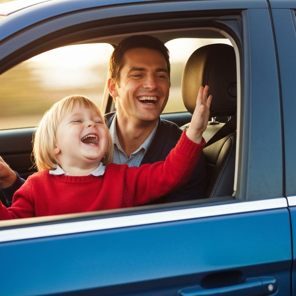 Parent and child in car